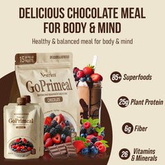 Nestrient GoPrimeal Vegan Protein Meal Shake with Probiotics, Digestive Enzymes & Adaptogens, Dried Superfood Included - Vanilla Flavour