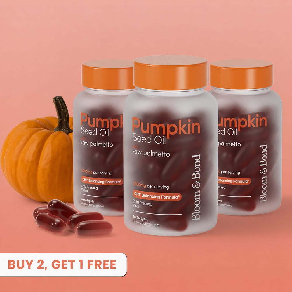 Nestrient pumpkin seed oil softgels showing a bottle with softgel capsules beside it on a white background