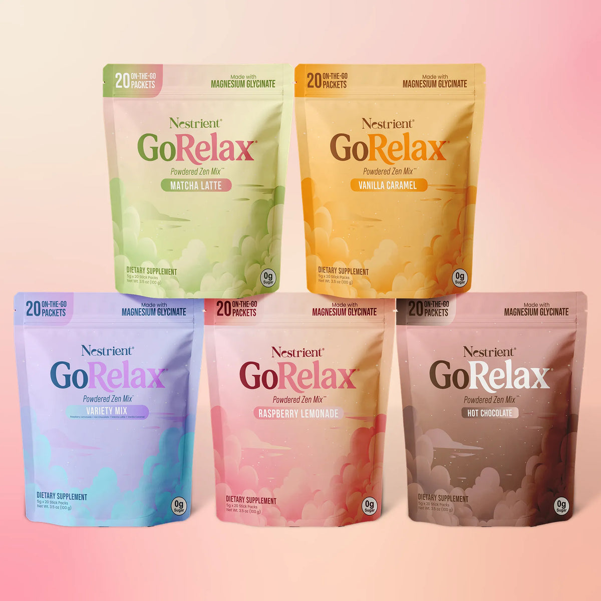 GORELAX Calming Zen Mix dietary supplement by Vitamate, featuring a blend of herbs and natural ingredients for relaxation.