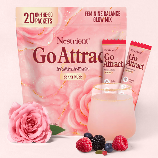 Nestrient GoAttract Feminine Balance Glow Drink Mix with Probiotics & Rose Extract – Berry Rose Flavor