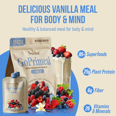 Nestrient GoPrimeal Vegan Protein Meal Shake with Probiotics, Digestive Enzymes & Adaptogens, Dried Superfood Included - Chocolate Flavour