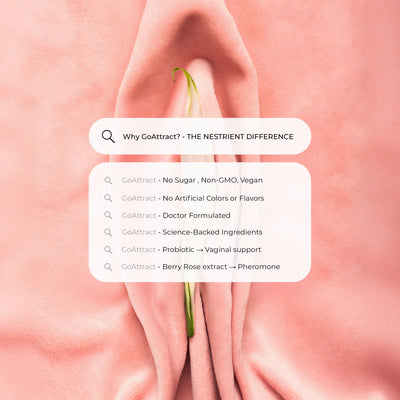 Product packaging with text highlighting features on a pink background