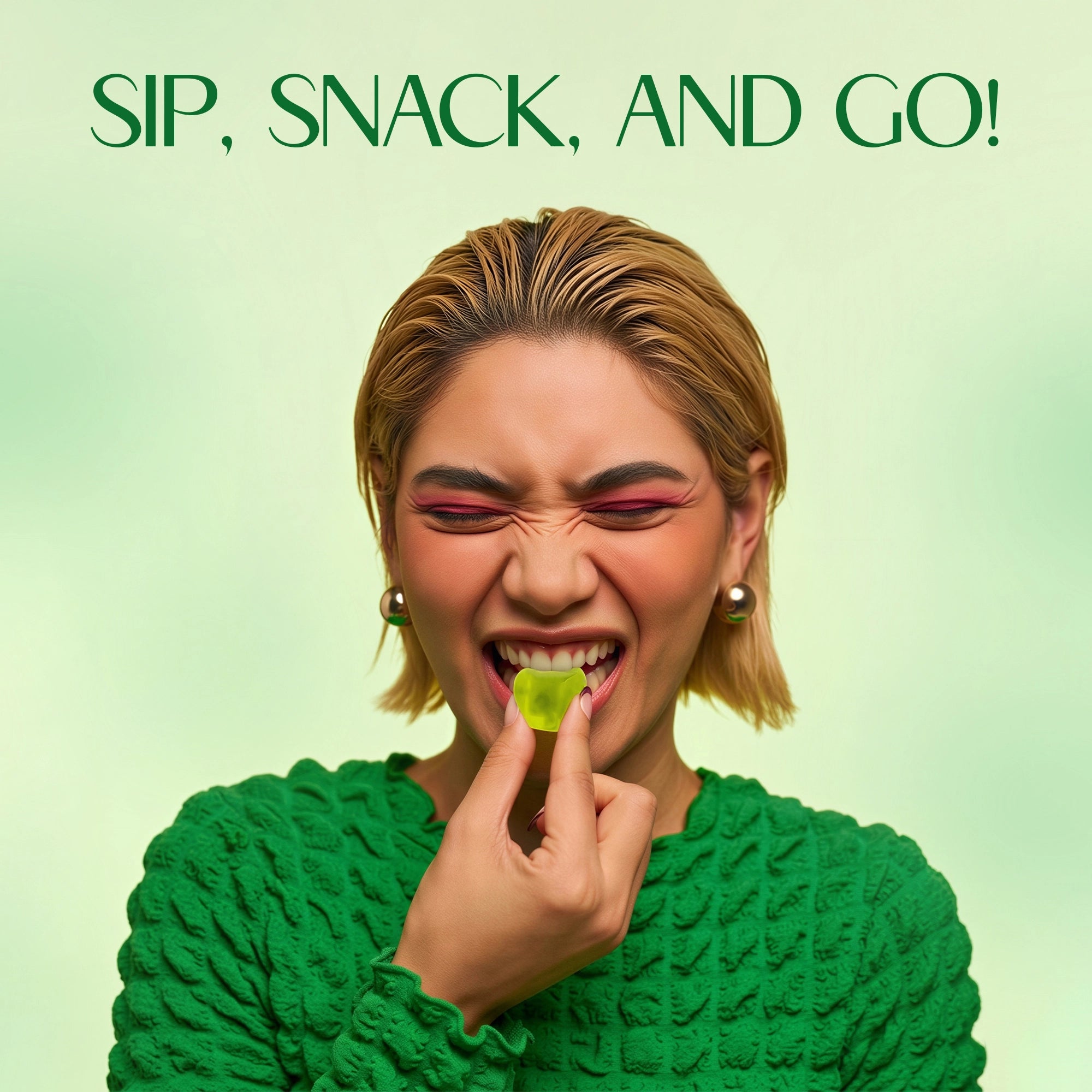 Nestrient GoDigest Probiotics & Enzymes Gummies in matcha flavor, colorful gummy vitamins with green and yellow hues.