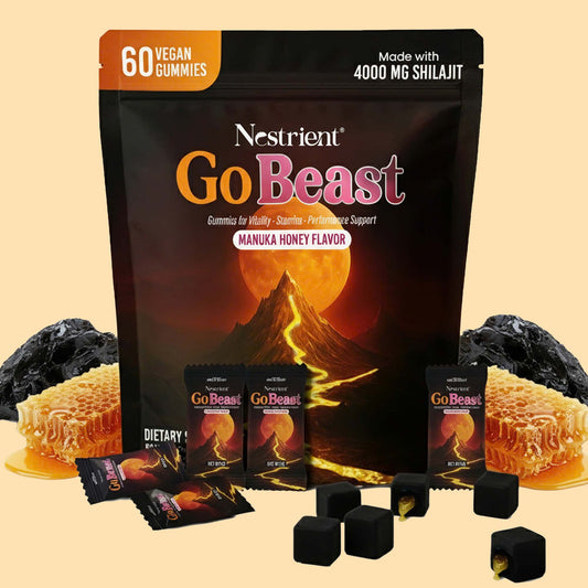 Nestrient GoBeast Shilajit Gummies – Manuka Honey Flavor