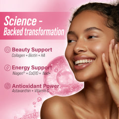 Nestrient GoTwenty Youthful Vitality Powdered Drink Mix with NAD+, Collagen, COQ10 – Berry Rose Flavor