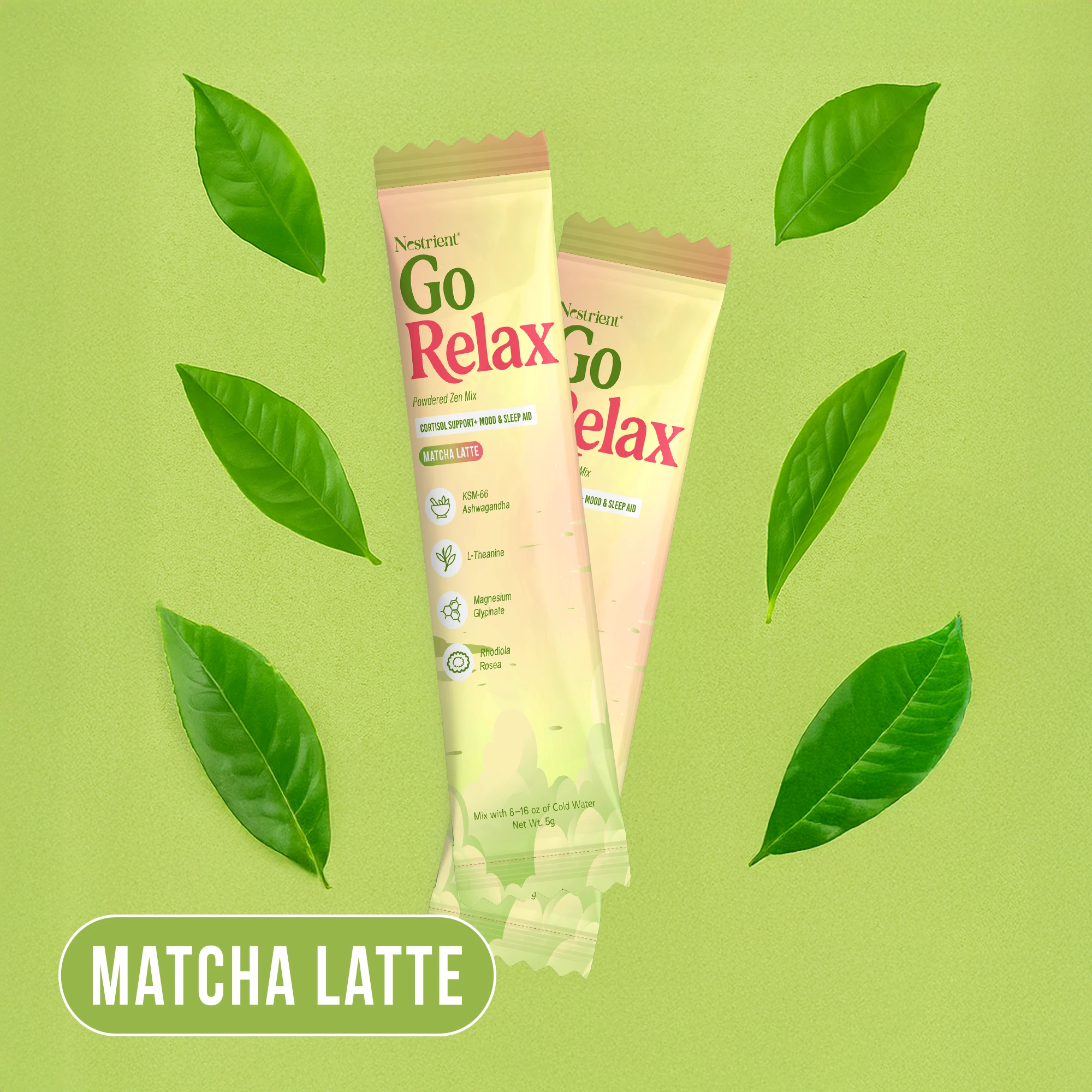 Vitamate GORELAX calming Zen mix dietary supplement in a clear jar with a natural, relaxing herbal blend inside.