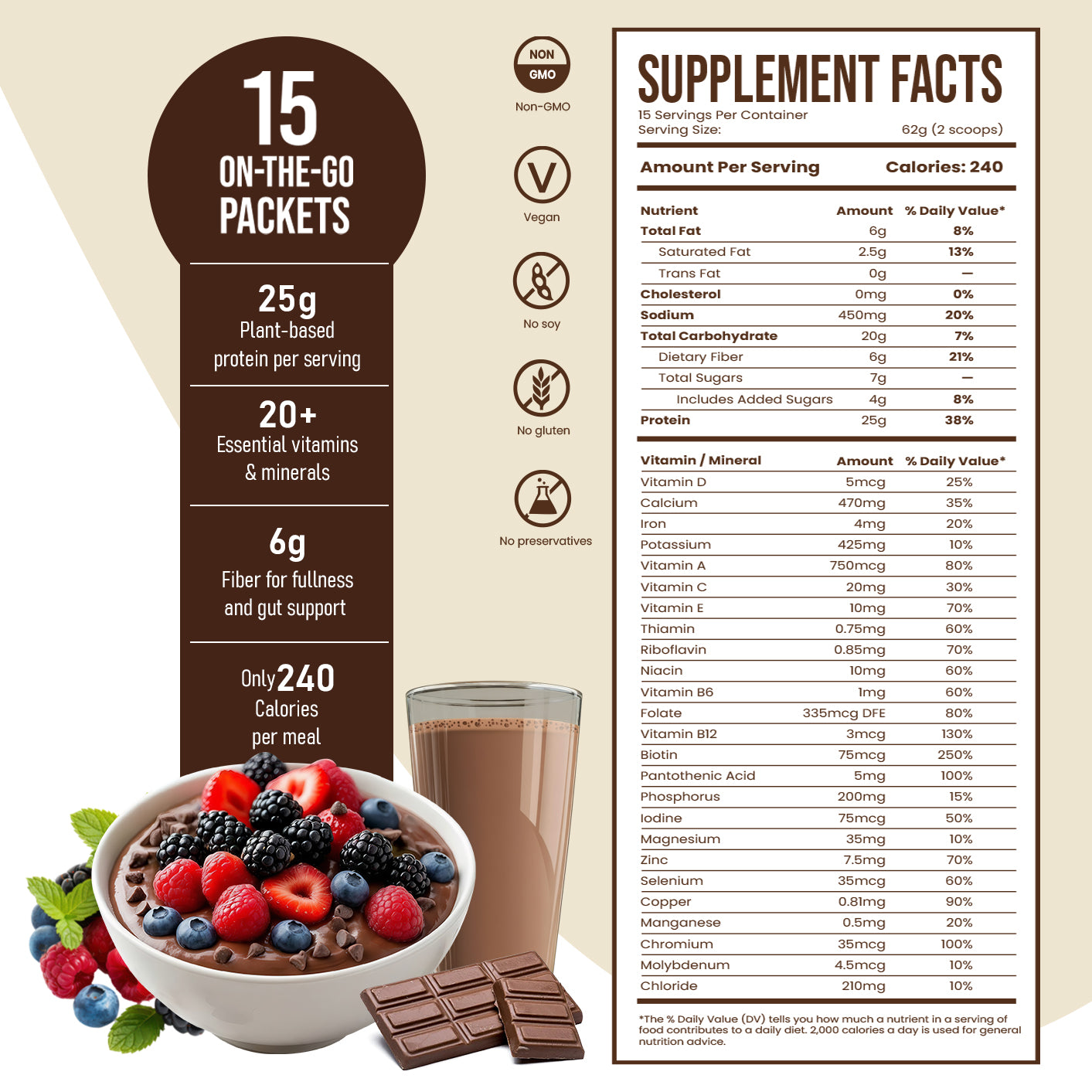 Nestrient GoPrimeal Vegan Protein Meal Shake with Probiotics, Digestive Enzymes & Adaptogens, Dried Superfood Included - Vanilla Flavour