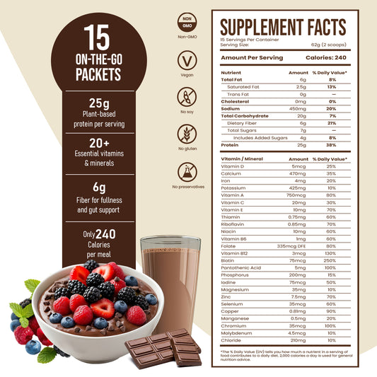 Nestrient GoPrimeal Vegan Protein Meal Shake with Probiotics, Digestive Enzymes & Adaptogens, Dried Superfood Included - Vanilla Flavour