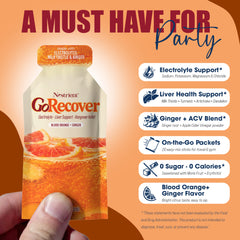 Nestrient GoRecover Liver Detox, Hangover Relief Gel Sachet with Electrolyte, Milk thistle – Blood Orange & Ginger Flavor