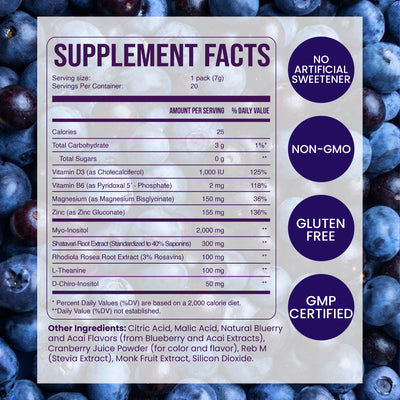 Nestrient GoBalance hormonal support drink mix in a container with scoop, featuring label with product details.