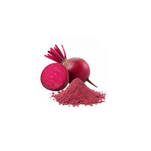 Beetroot and beetroot powder on a white background