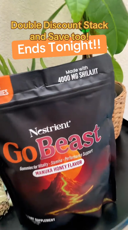 GoBeast supplement package with promotional text on a dark surface