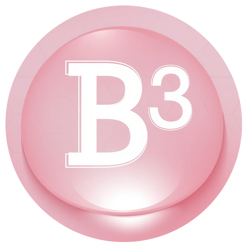 Pink circular object with 'B3' in white on a white background
