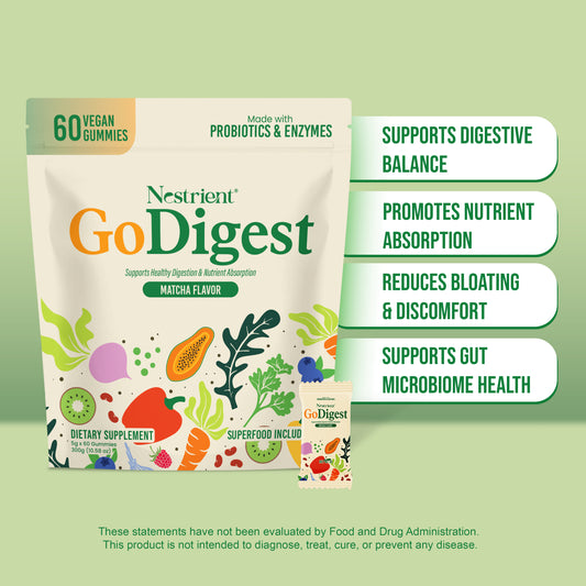 Nestrient GoDigest Probiotics & Enzymes Gummies – Matcha Flavor