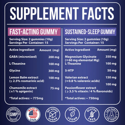 Nestrient GoSleep Melatonin-Free Sleep Gummies in acai berry flavor, showing the colorful gummy candies in a clear container.