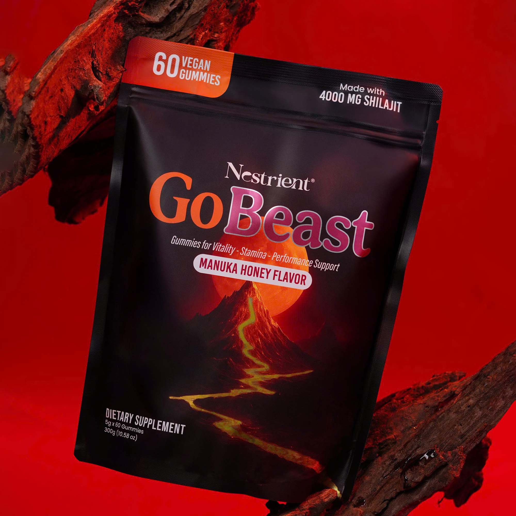 Nestrient GoBeast Shilajit Gummies – Manuka Honey Flavor