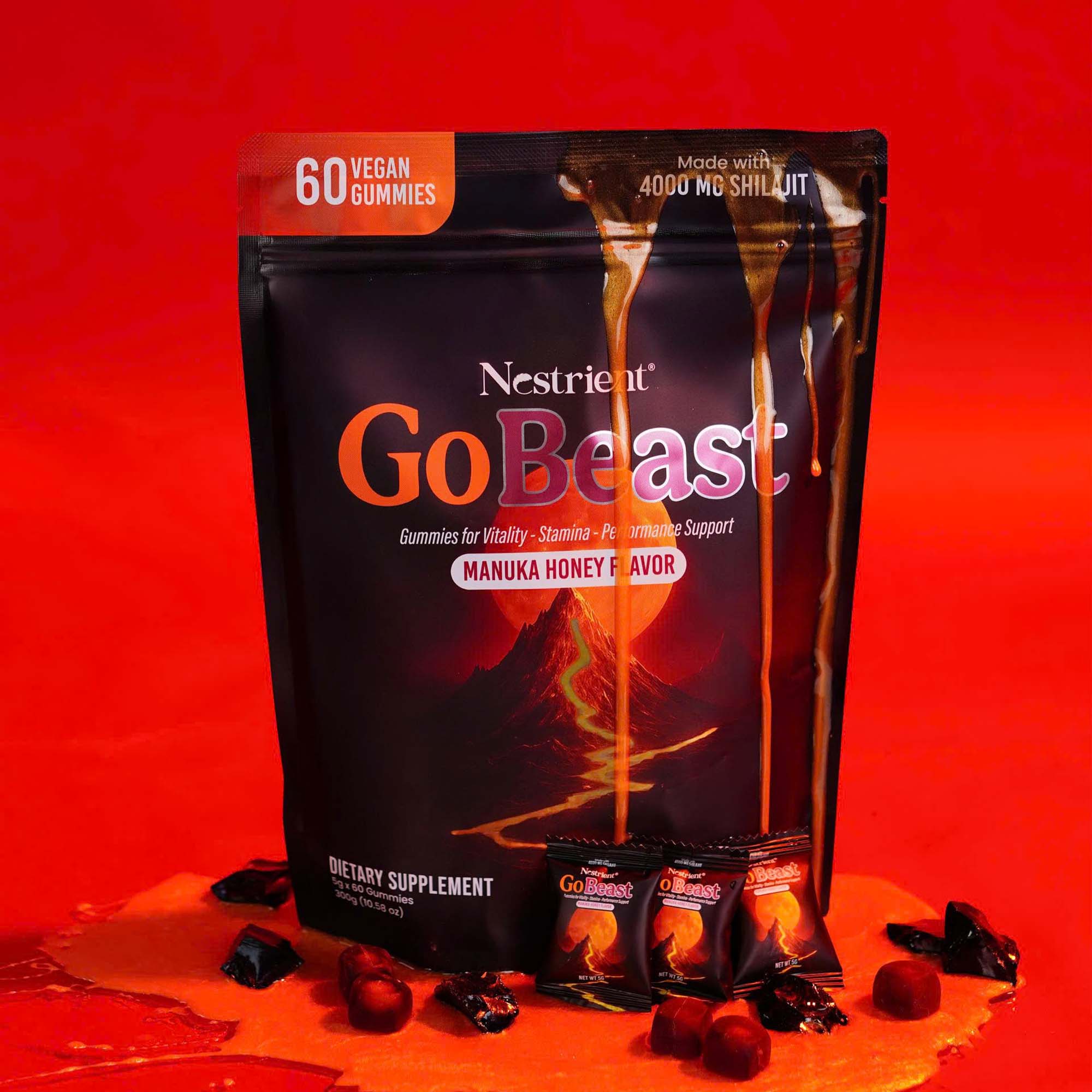 Nestrient GoBeast Shilajit Gummies – Manuka Honey Flavor